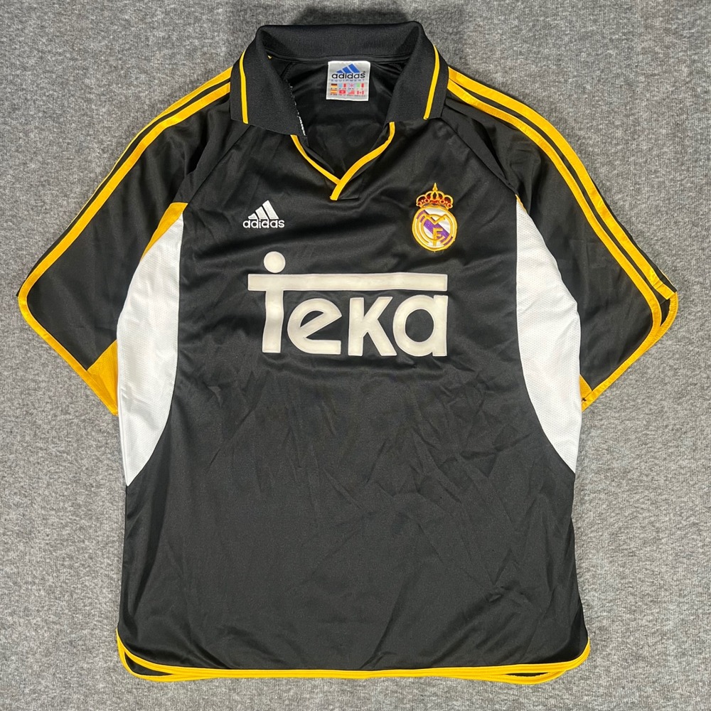 Vintage Real Madrid 1999-2000 Away Jersey Adidas Teka Black Soccer XL